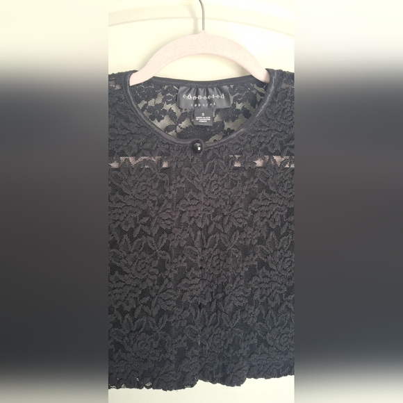 Connected scalloped lace shrug in black small formal festival coverup party wedd - Picture 3 of 5